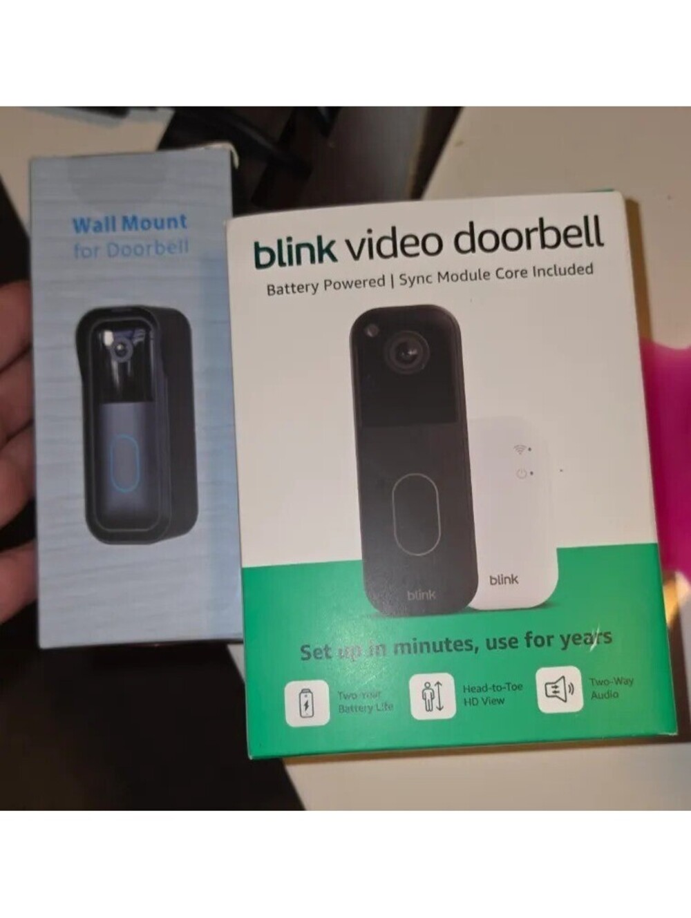 BLINK VIDEO DOORBELL 2ND GEN BATTERY POWERED SYNC MODULE CORE & WALL MOUNT BUNDL